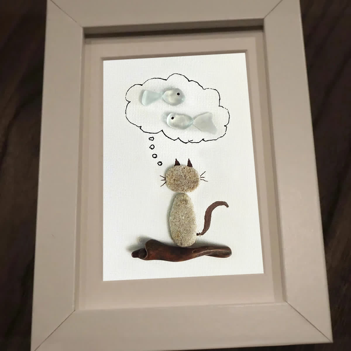 Cat's Daydreams & Fish Sea Glass Framed Art - image 6
