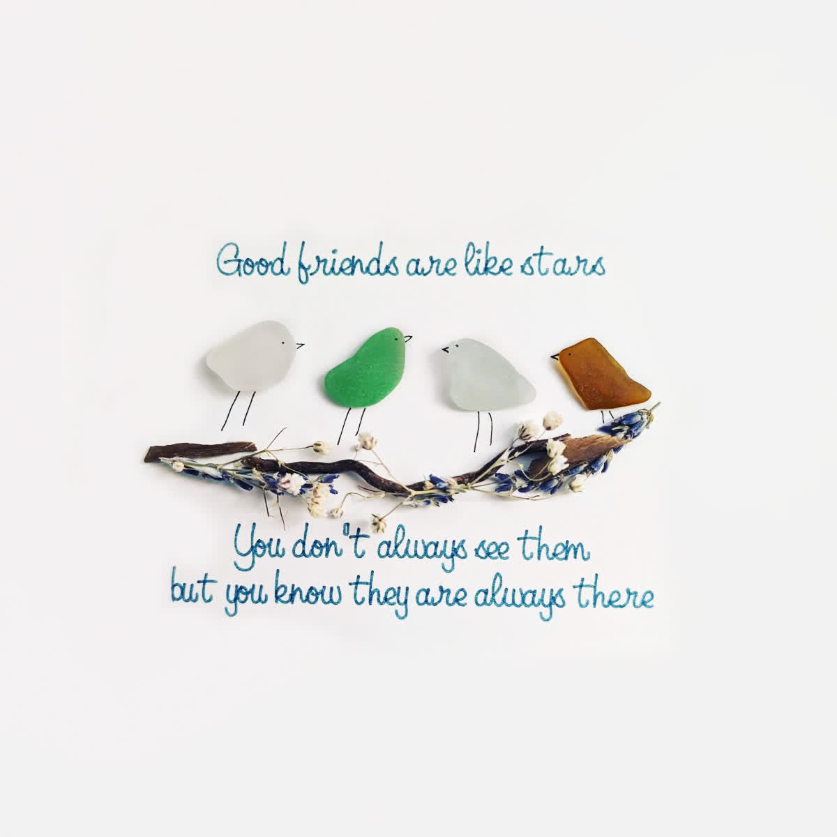 Good Friends Are Like Stars Sea Glass Framed Art - image 2