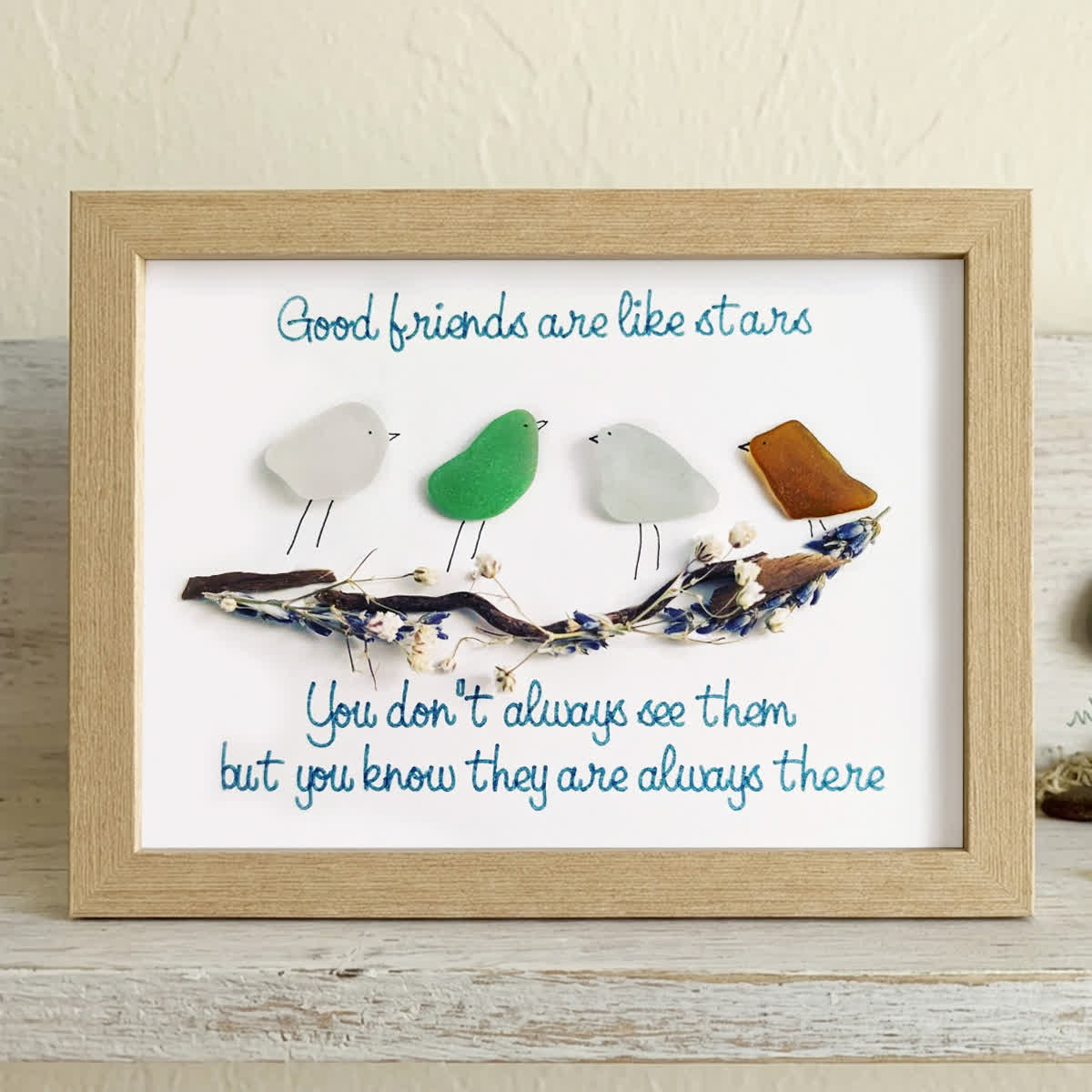 Good Friends Are Like Stars Sea Glass Framed Art - Oak - 6" X 8" - image 7
