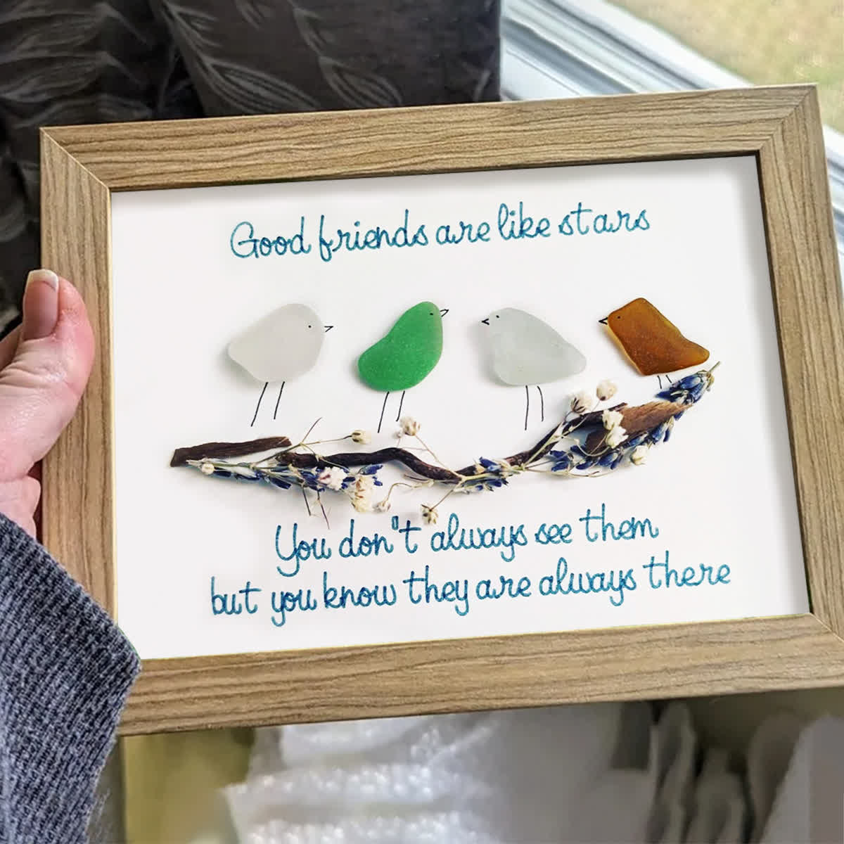 Good Friends Are Like Stars Sea Glass Framed Art - image 5