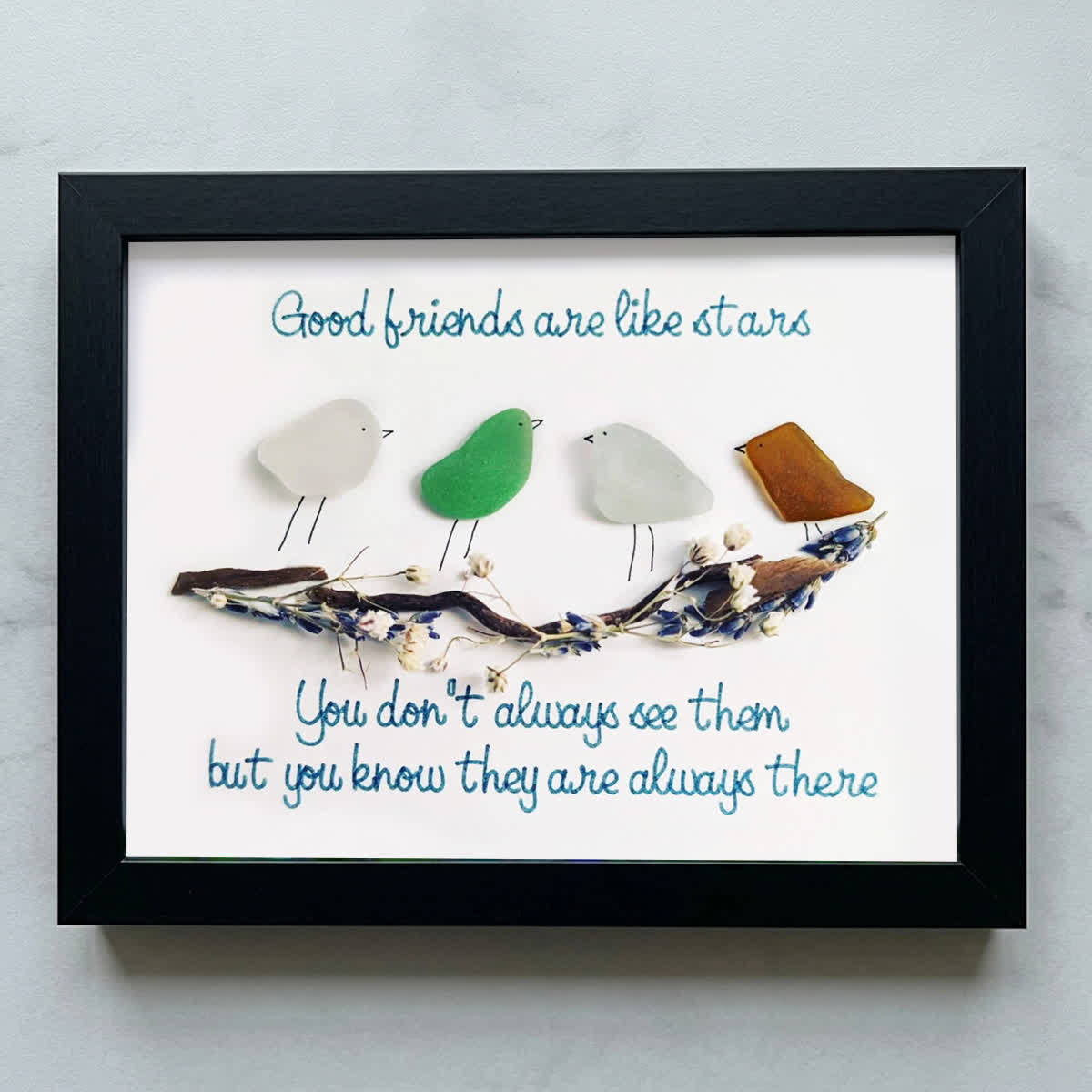 Good Friends Are Like Stars Sea Glass Framed Art - Black - 6" X 8" - image 9