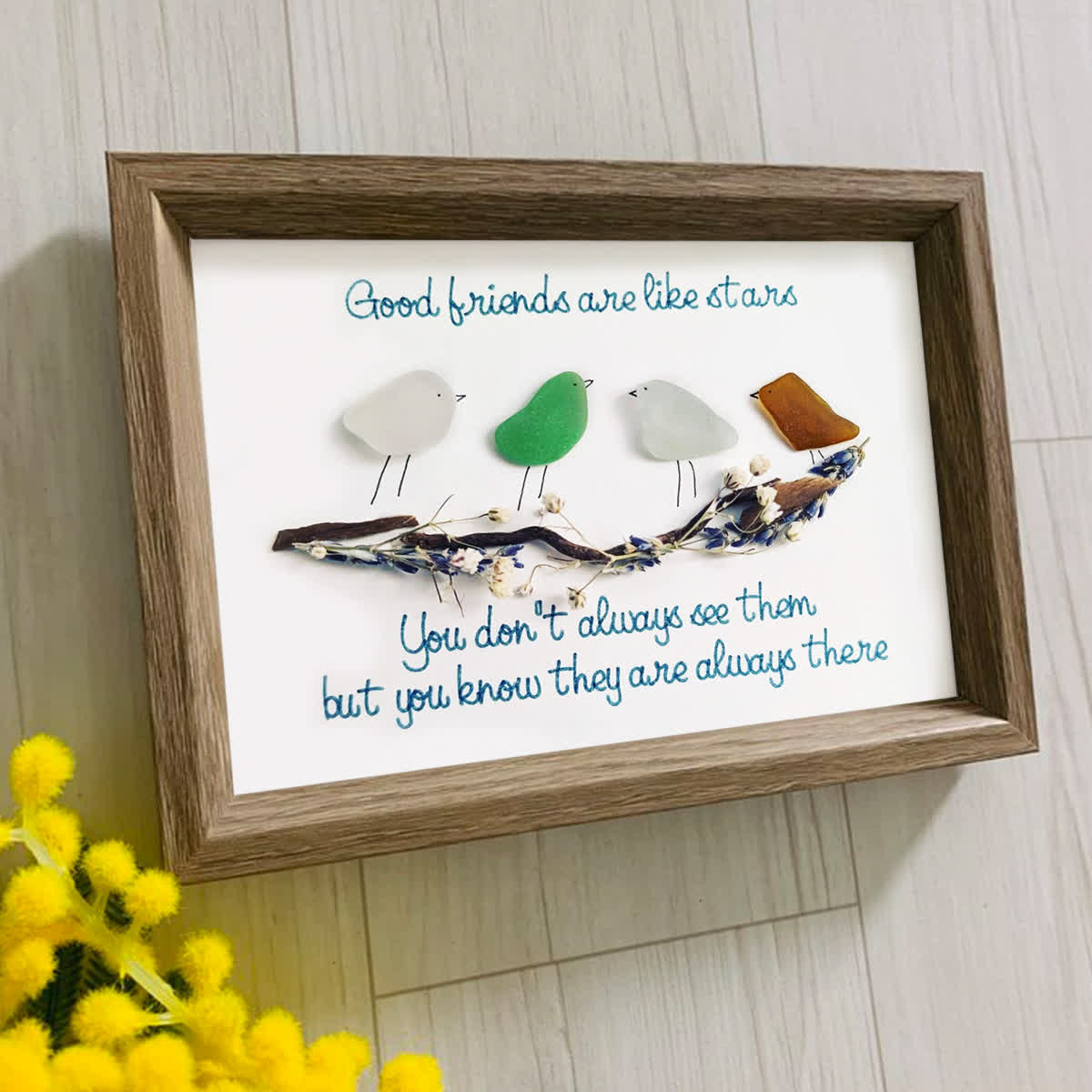 Good Friends Are Like Stars Sea Glass Framed Art - image 4