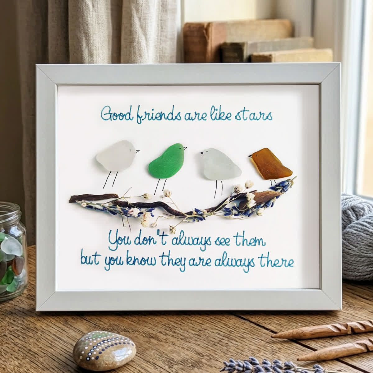Good Friends Are Like Stars Sea Glass Framed Art - White - 6" X 8" - image 10