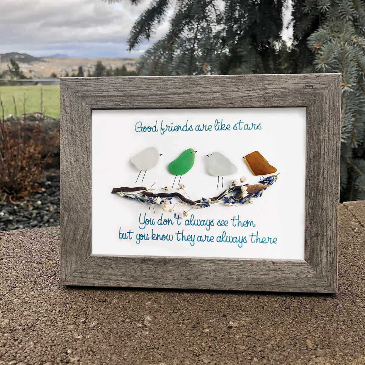Good Friends Are Like Stars Sea Glass Framed Art - image 0