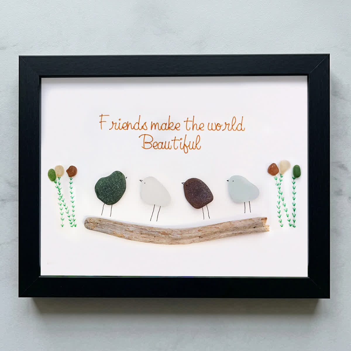 Friends Make the World Beautiful Sea Glass Framed Art - Black - 6" X 8" - image 9