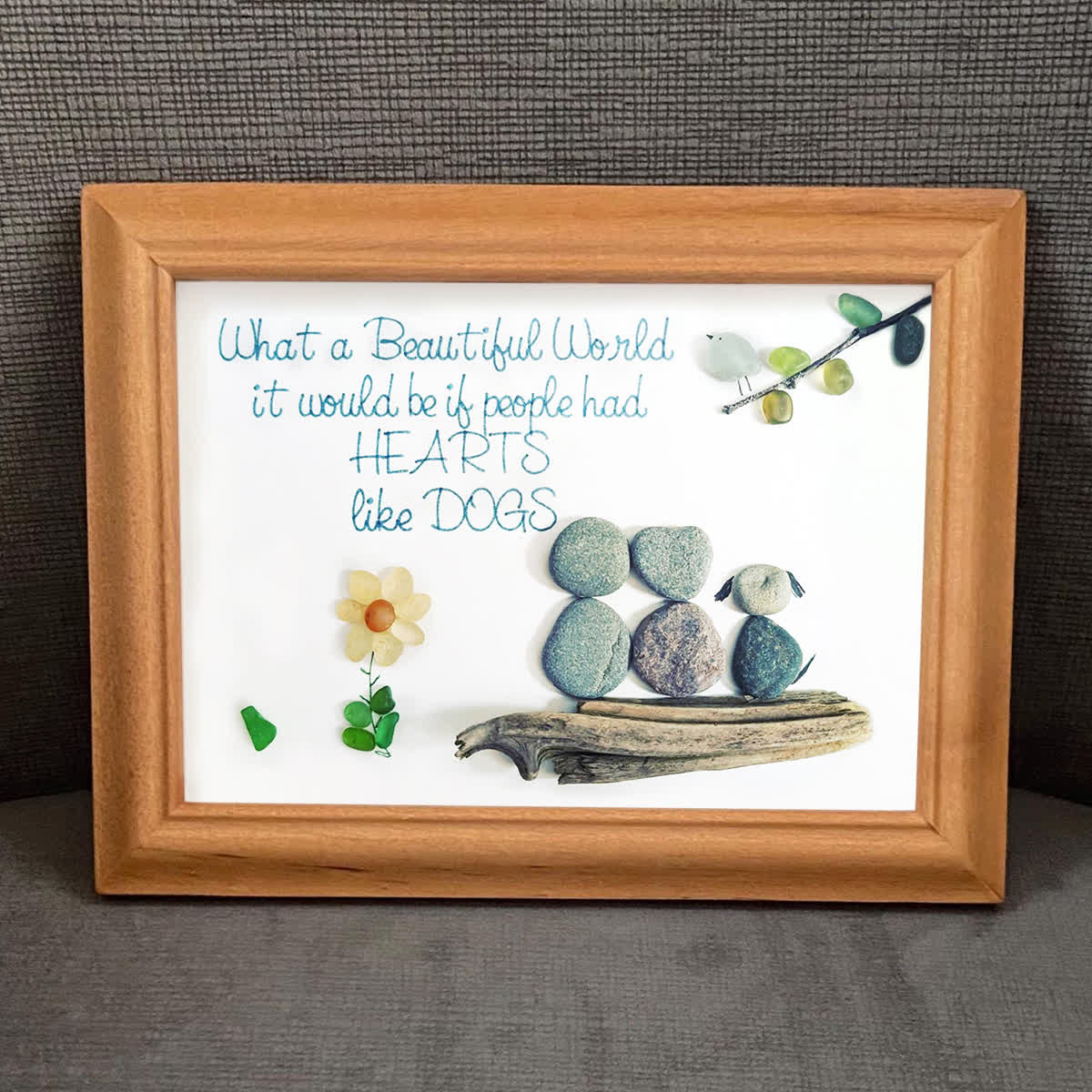 Hearts Like Dogs & Petals Sea Glass Framed Art - image 6