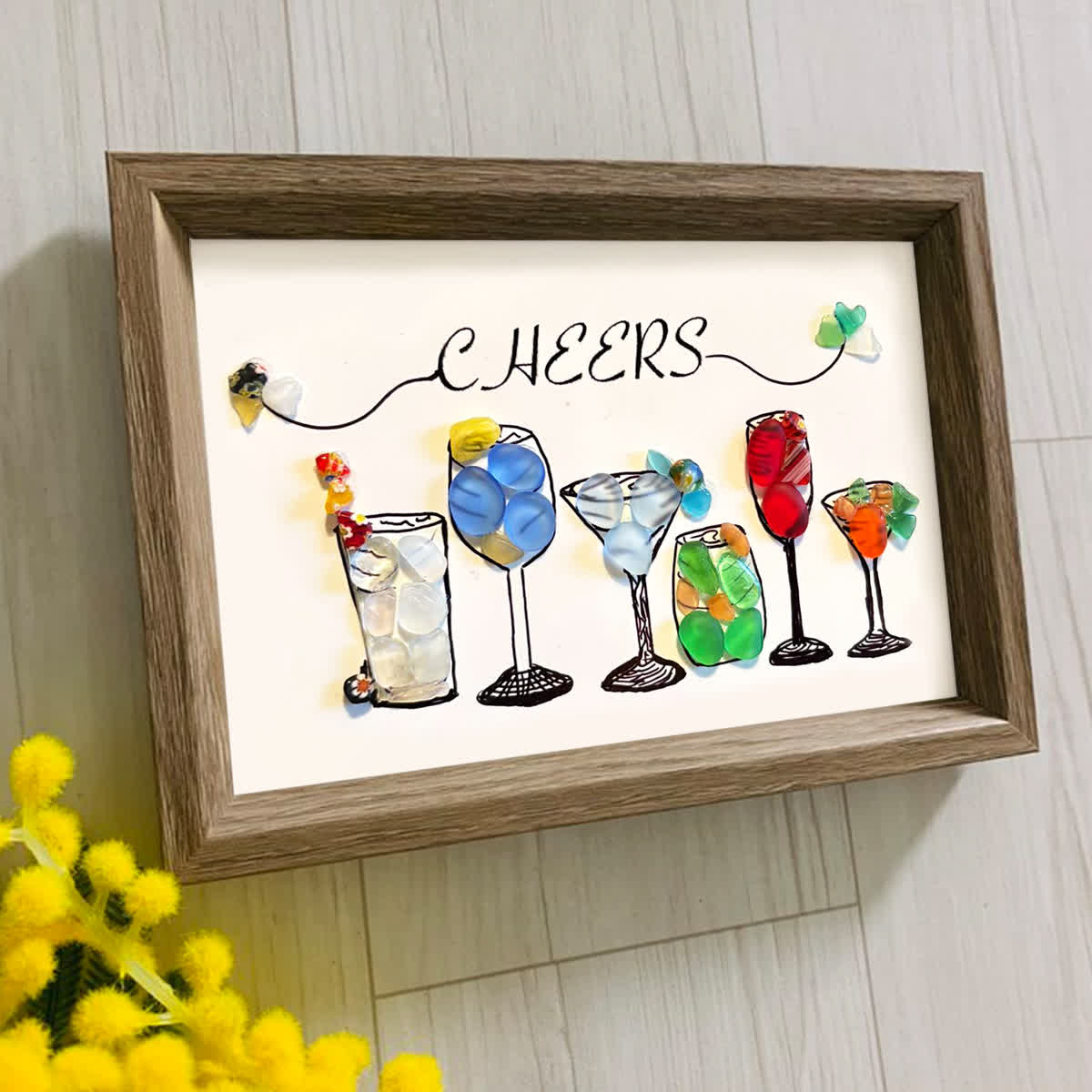Coastal Cheers Colorful Cocktail Sea Glass Framed Art - image 5