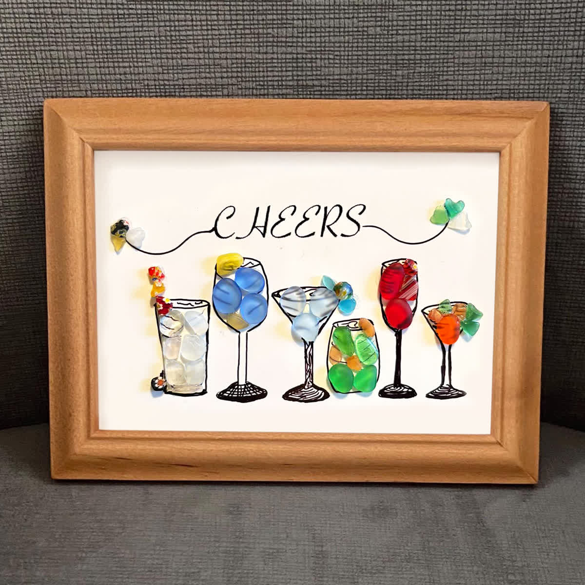 Coastal Cheers Colorful Cocktail Sea Glass Framed Art - image 4