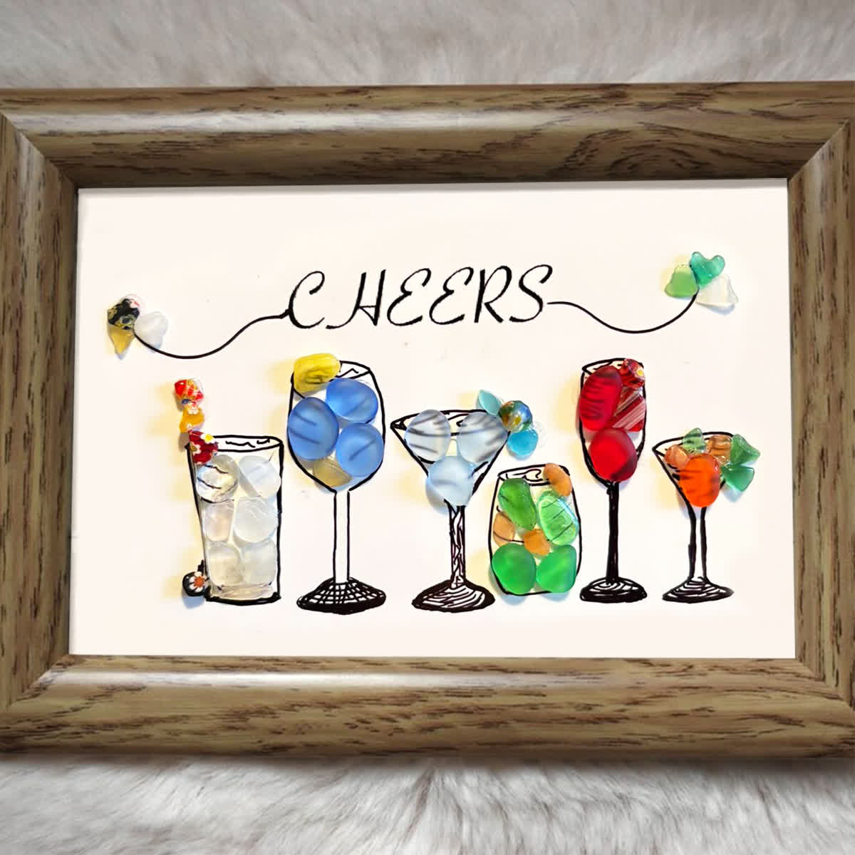 Coastal Cheers Colorful Cocktail Sea Glass Framed Art - image 6