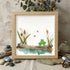 Pondside Serenity Frog & Wetland Sea Glass Framed Art - Oak - 8" X 8" - image 8