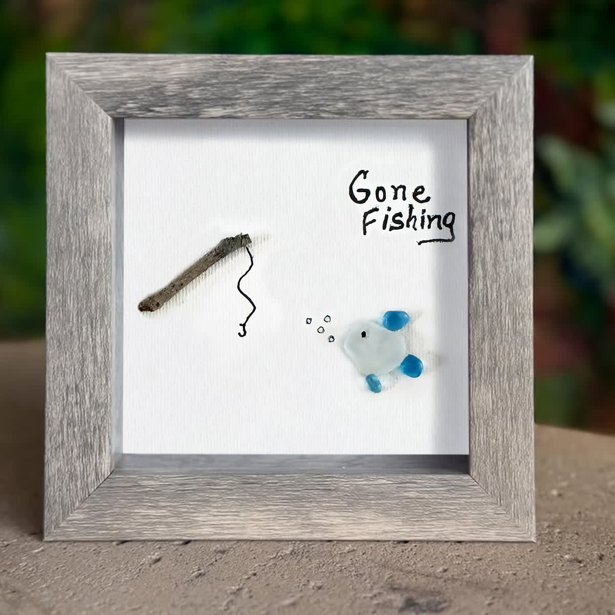 Gone Fishing Fisherman's Tale Sea Glass Framed Art - image 5