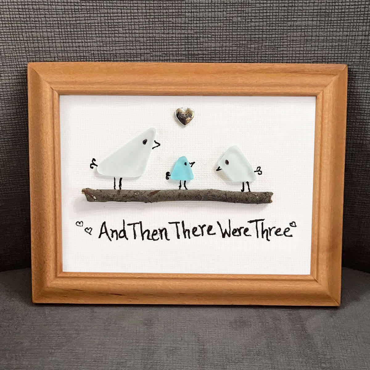 And Then There Were Three Family Sea Glass Framed Art - image 4