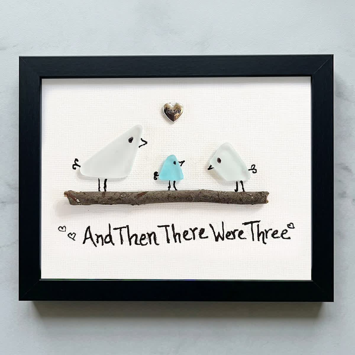 And Then There Were Three Family Sea Glass Framed Art - Black - 6" X 8" - image 9