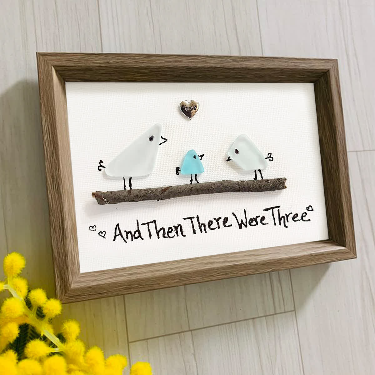 And Then There Were Three Family Sea Glass Framed Art - image 5