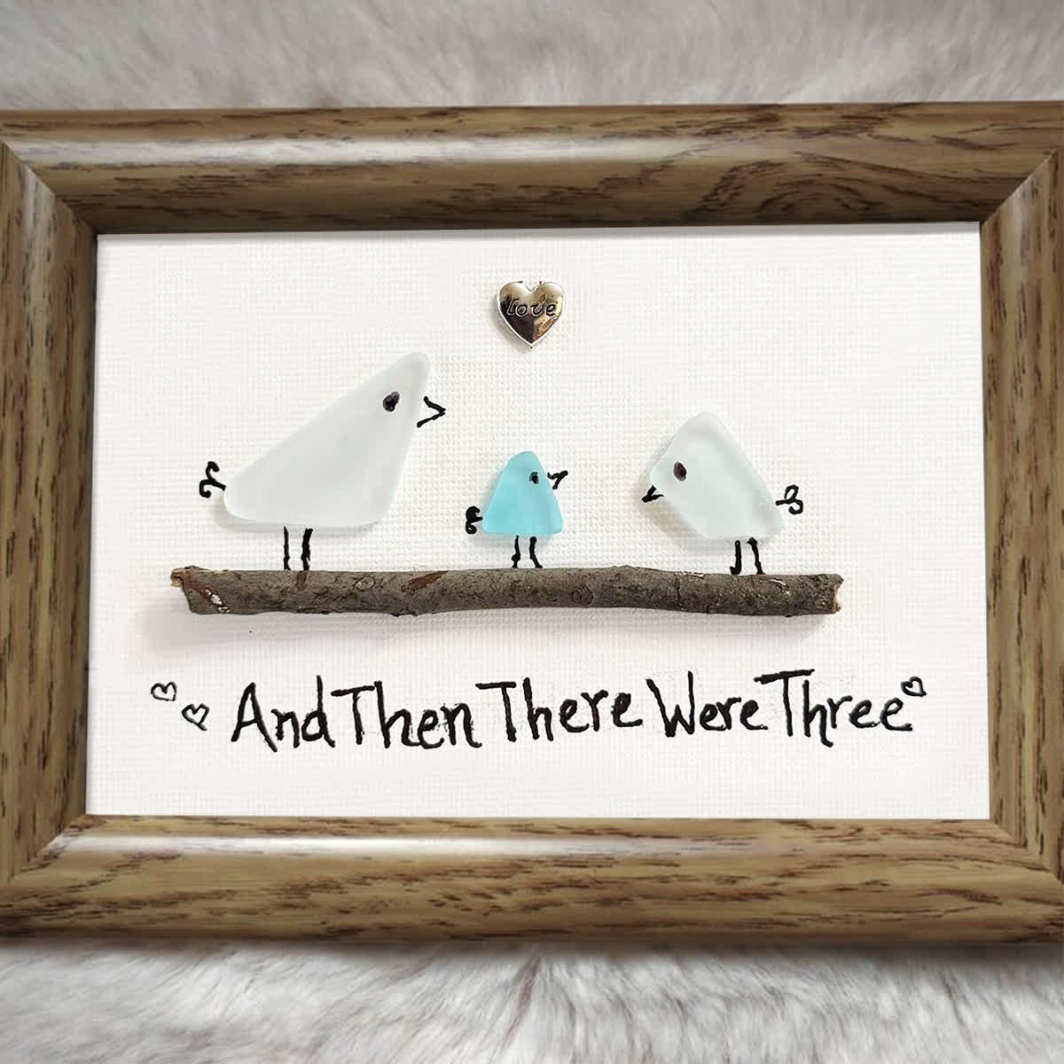 And Then There Were Three Family Sea Glass Framed Art - image 6