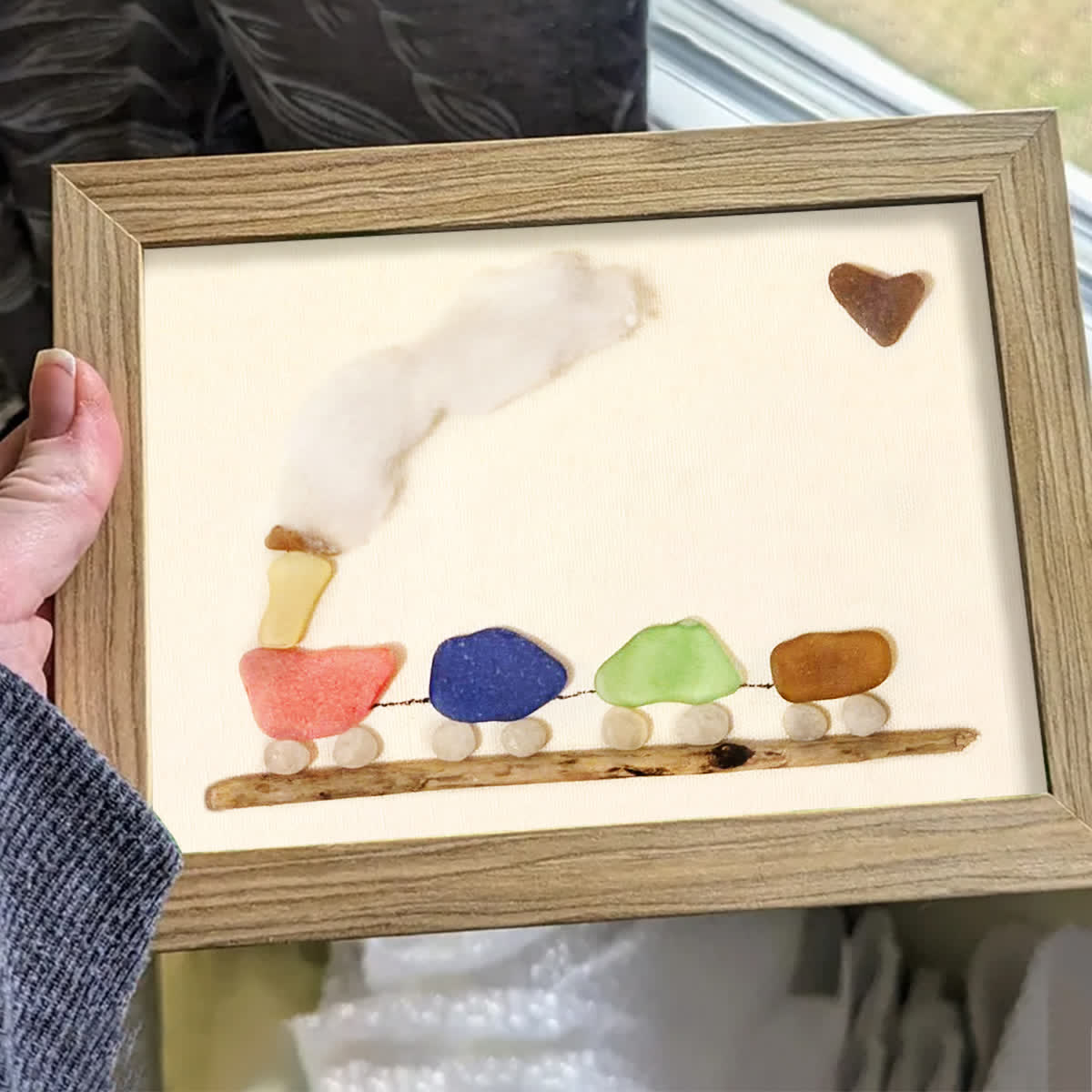 Coastal Choo-Choo Chain Sea Glass Framed Art - image 6