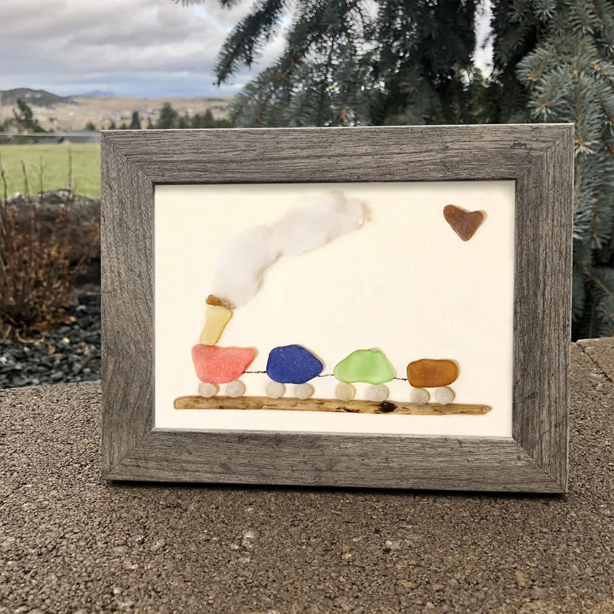 Coastal Choo-Choo Chain Sea Glass Framed Art - image 0