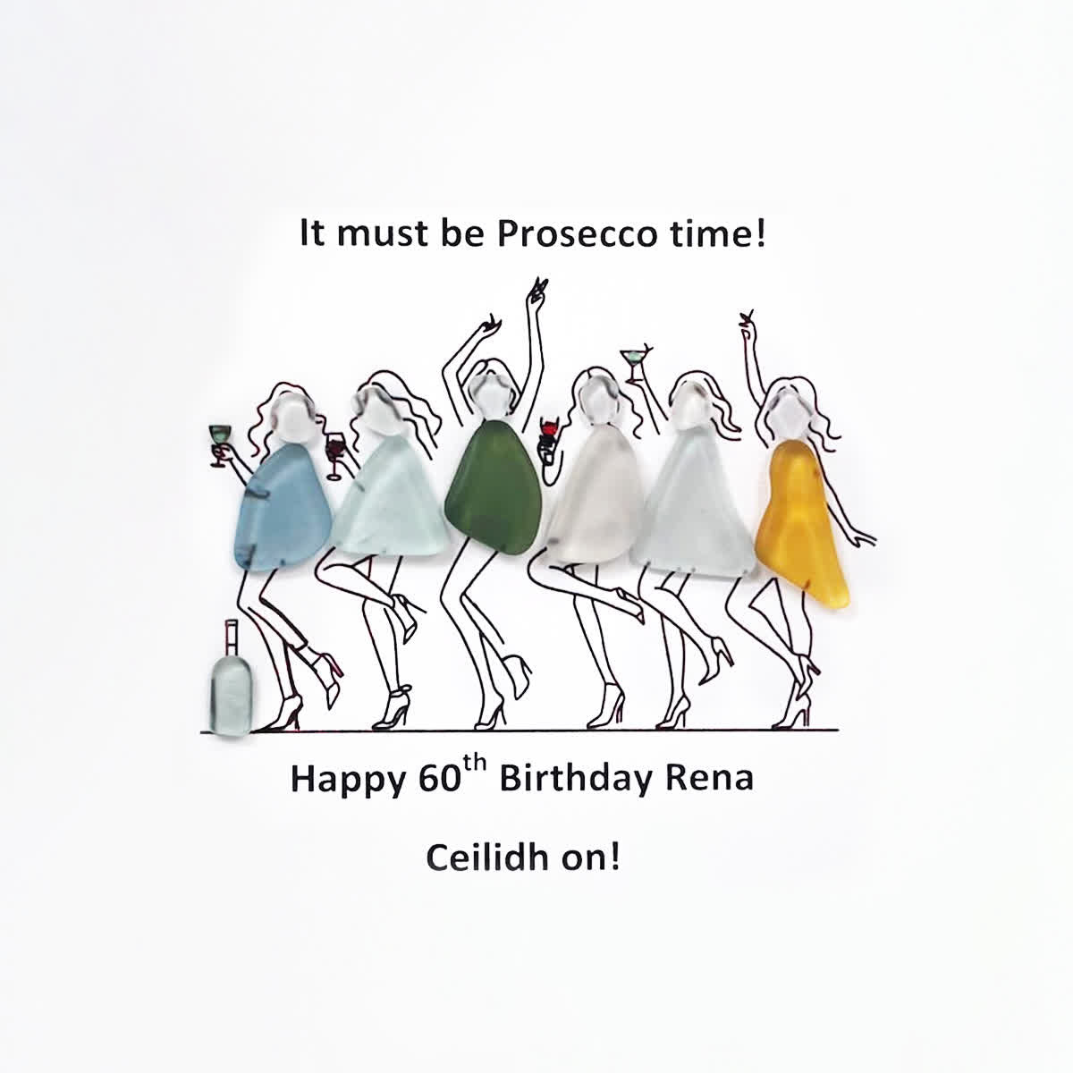 Prosecco Time Custom Birthday Age Sea Glass Framed Art - image 2