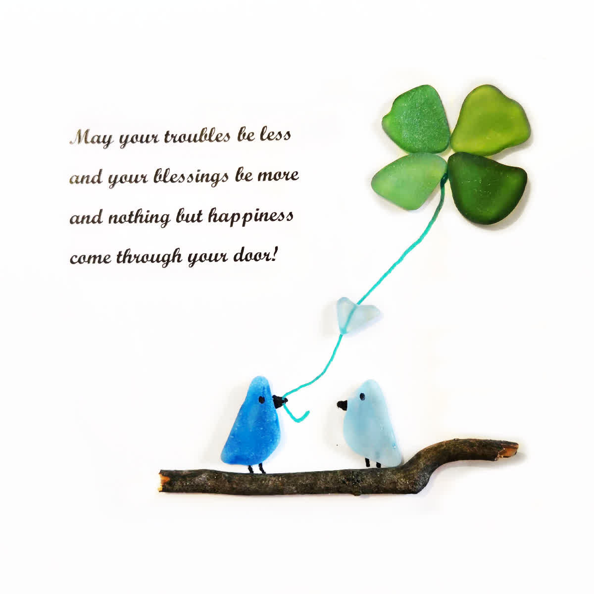 Tide's Blessings Bird & Clover Sea Glass Framed Art - image 2