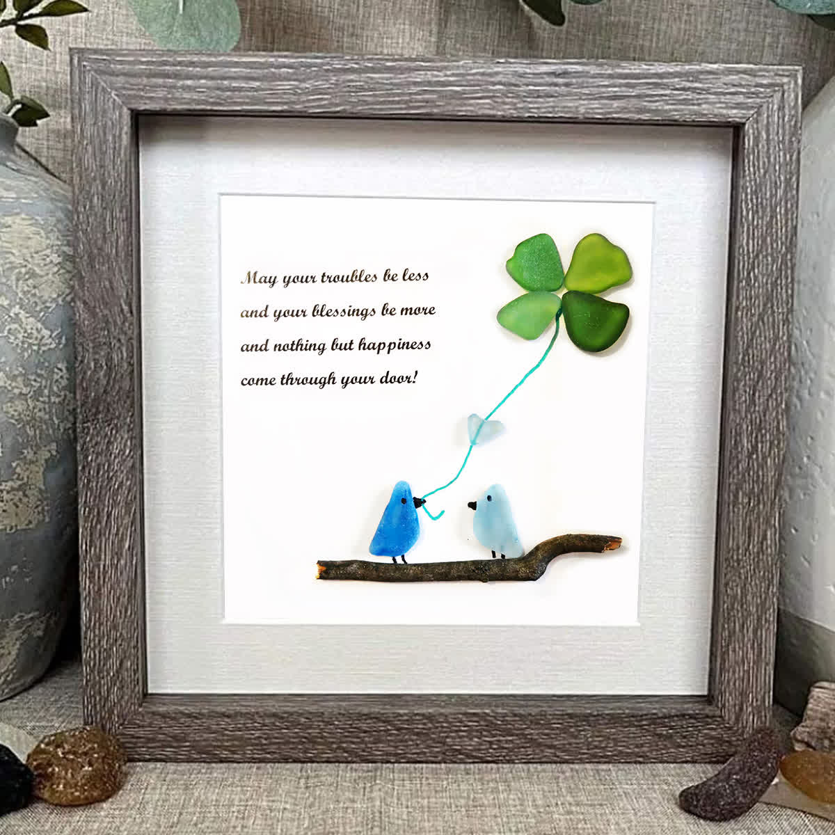 Tide's Blessings Bird & Clover Sea Glass Framed Art - image 5