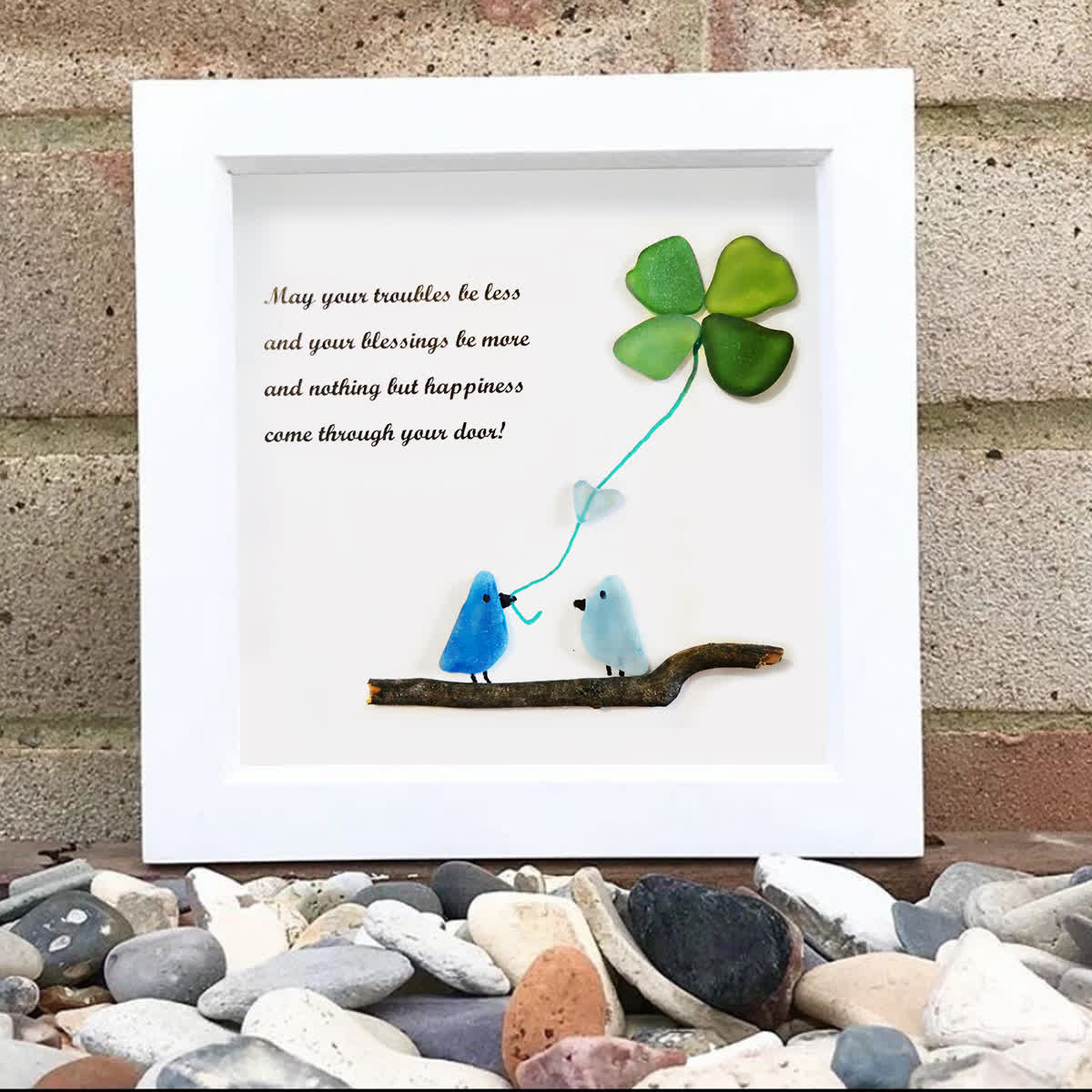 Tide's Blessings Bird & Clover Sea Glass Framed Art - image 6