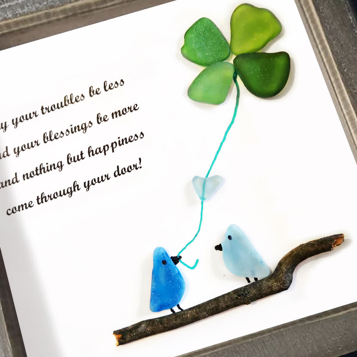 Tide's Blessings Bird & Clover Sea Glass Framed Art - image 3