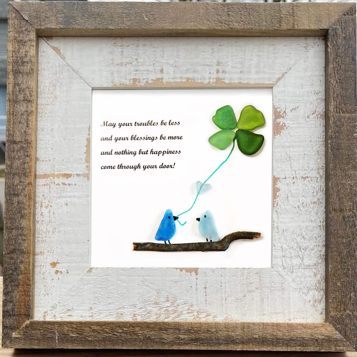 Tide's Blessings Bird & Clover Sea Glass Framed Art - image 4