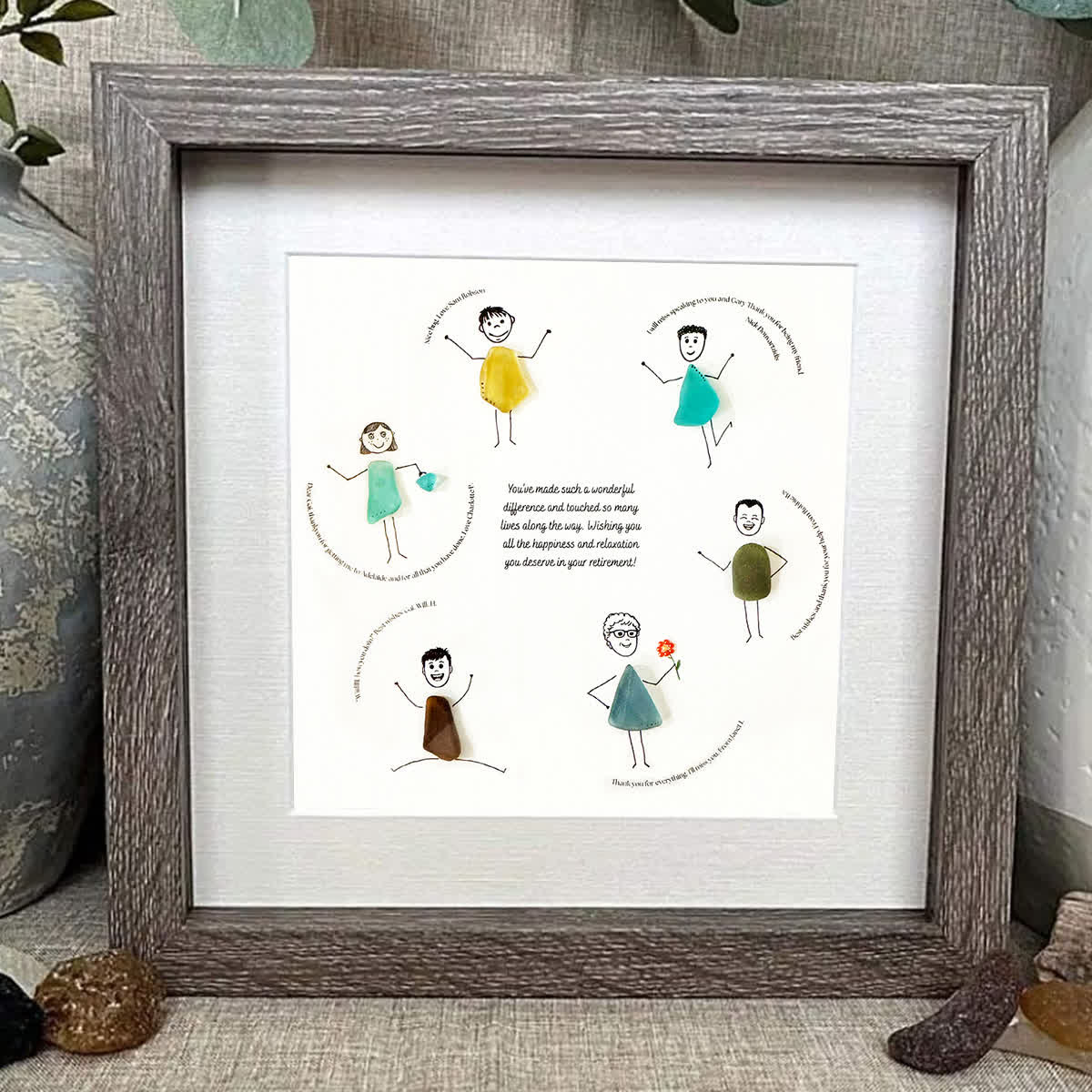 Circle Of Thanks Retirement Sea Glass Framed Art - image 0