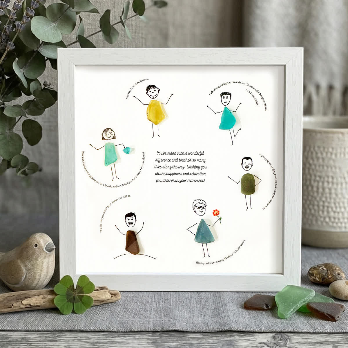 Circle Of Thanks Retirement Sea Glass Framed Art - White - 8" X 8" - image 10