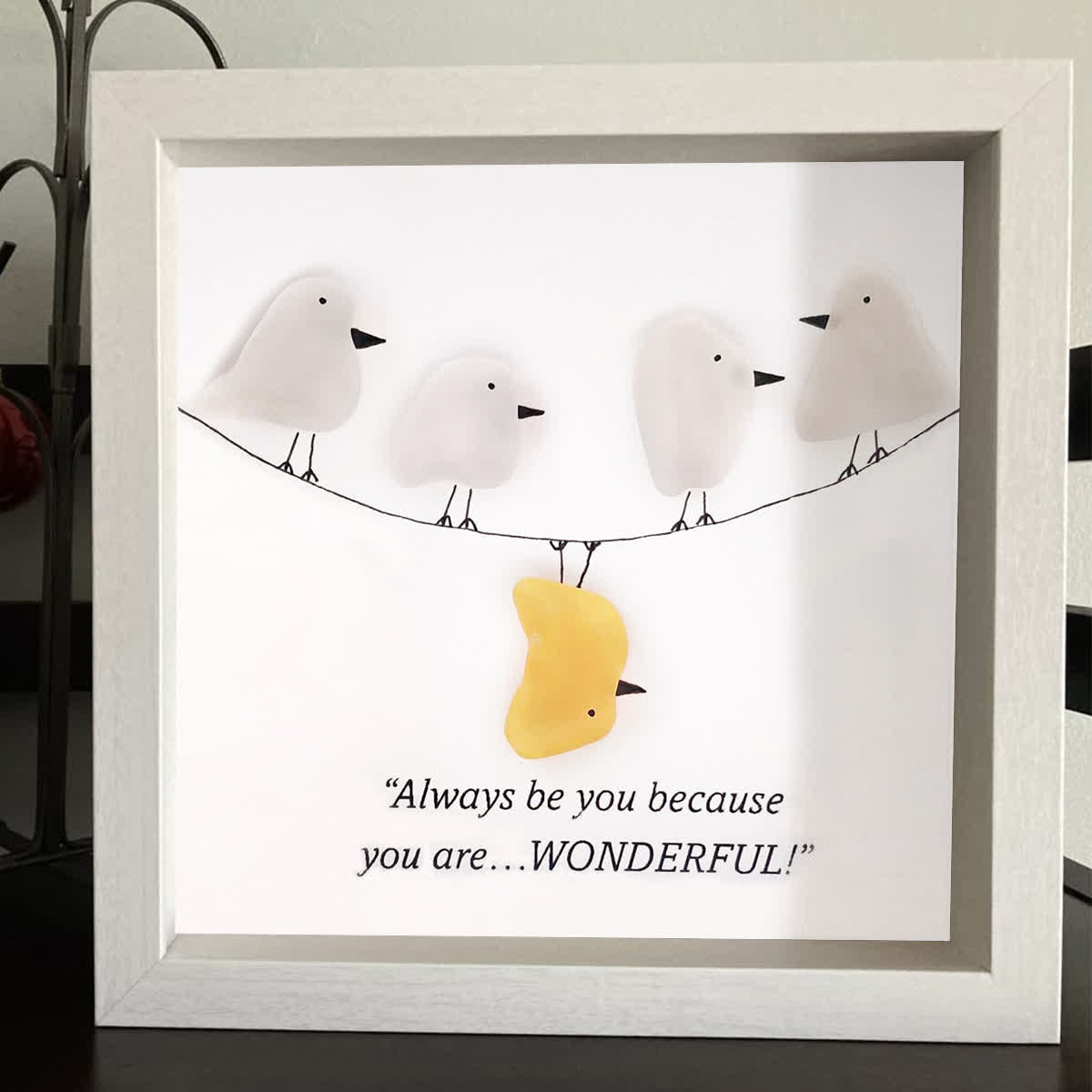 Embrace Your Wonderful Self Sea Glass Framed Art - image 4