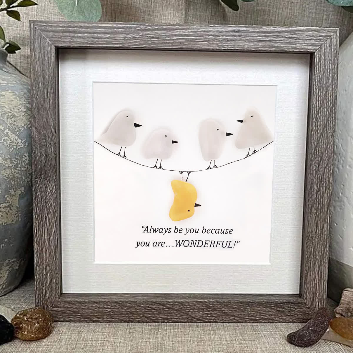 Embrace Your Wonderful Self Sea Glass Framed Art - image 0