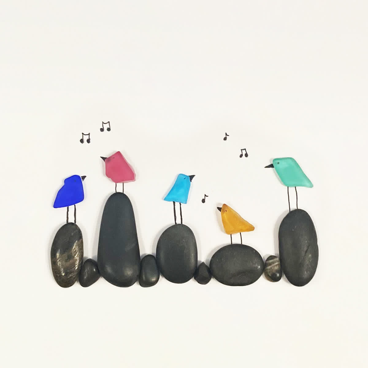 Birds Of A Feather Melody Sea Glass Framed Art - image 2