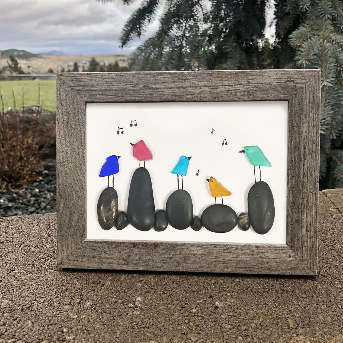 Birds Of A Feather Melody Sea Glass Framed Art - image 0