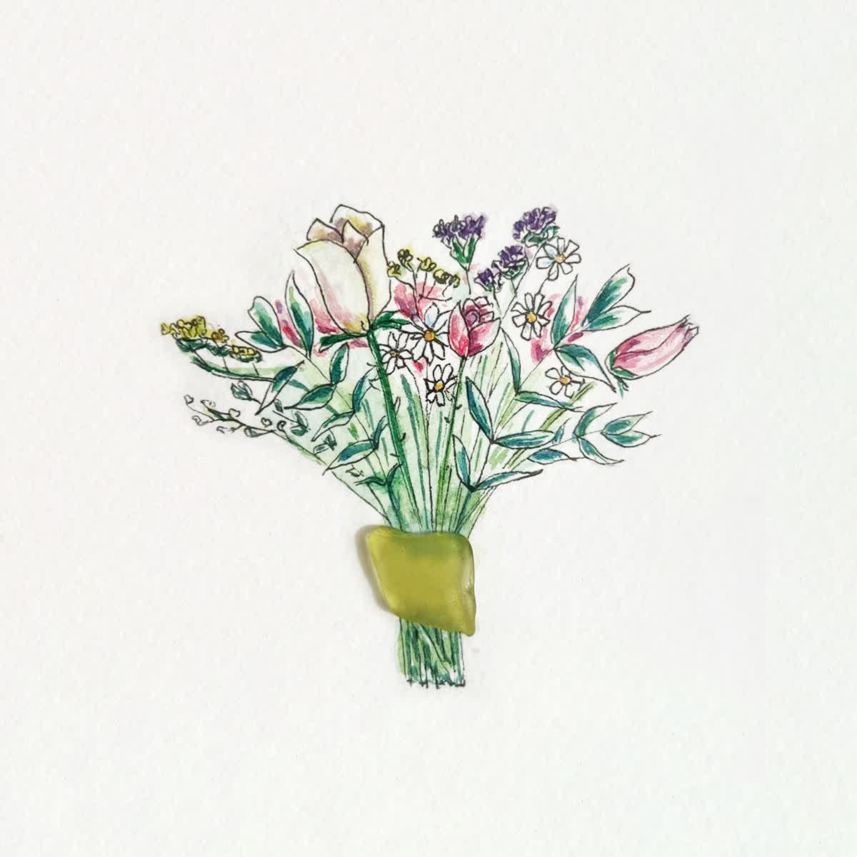 Nature's Beauty Flower Bouquet Sea Glass Framed Art - image 2