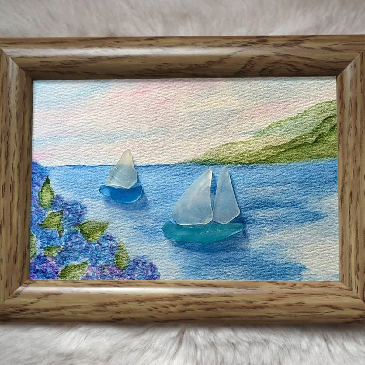 Tranquil Voyage Sailboats Sea Glass Framed Art - image 3