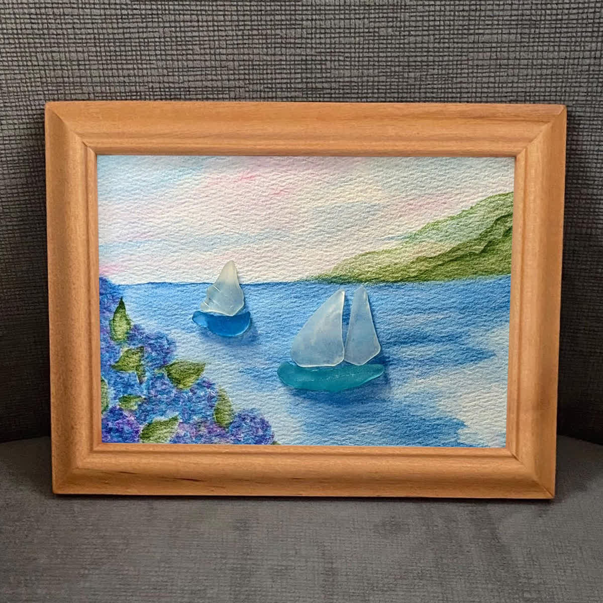Tranquil Voyage Sailboats Sea Glass Framed Art - image 5