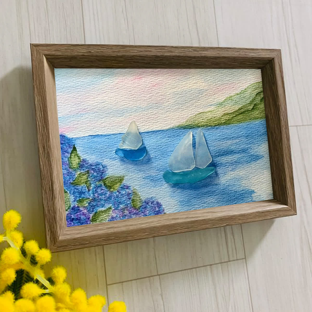 Tranquil Voyage Sailboats Sea Glass Framed Art - image 6