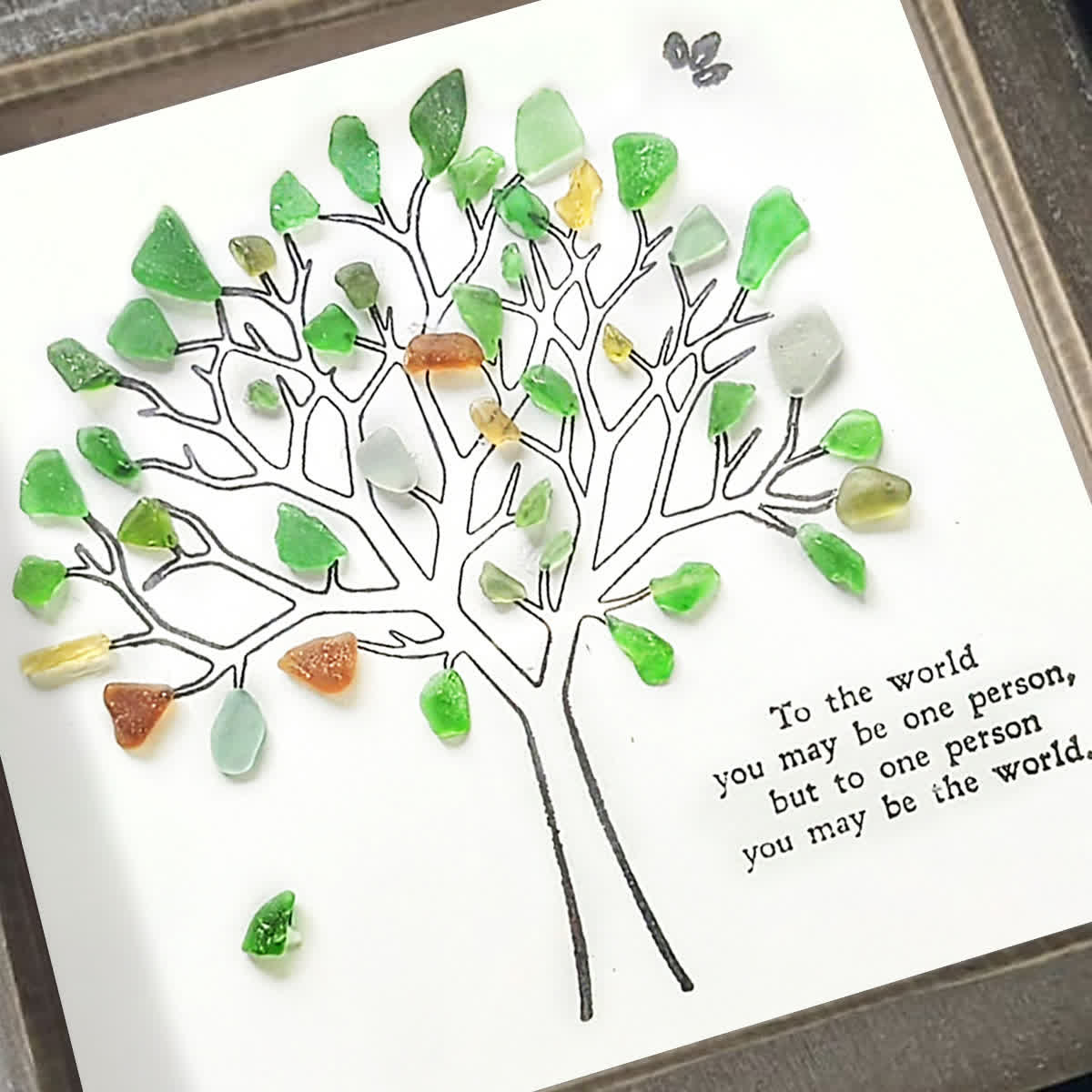 Love & Belonging Coastal Tree Sea Glass Framed Art - image 3