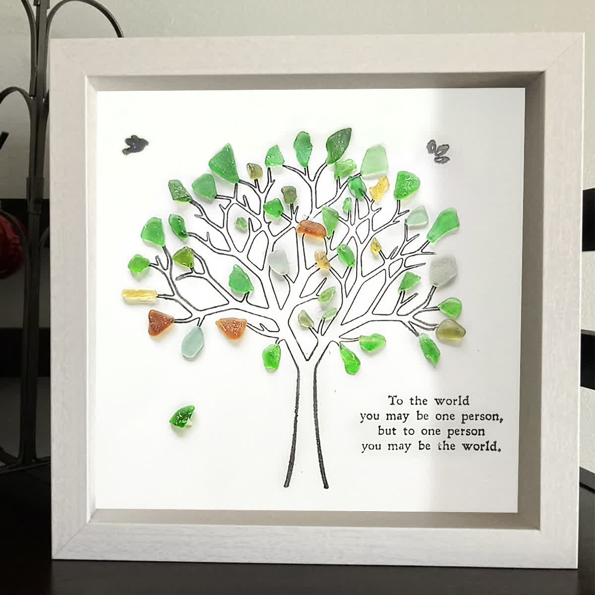 Love & Belonging Coastal Tree Sea Glass Framed Art - image 5
