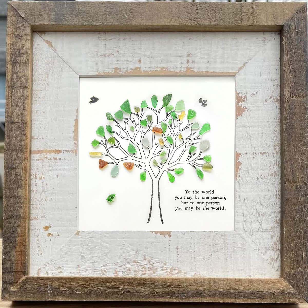 Love & Belonging Coastal Tree Sea Glass Framed Art - image 4