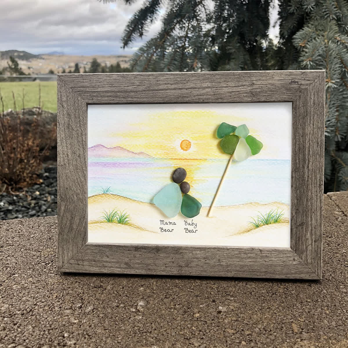 Custom Mama & Baby Sunset Sea Glass Framed Art - image 6