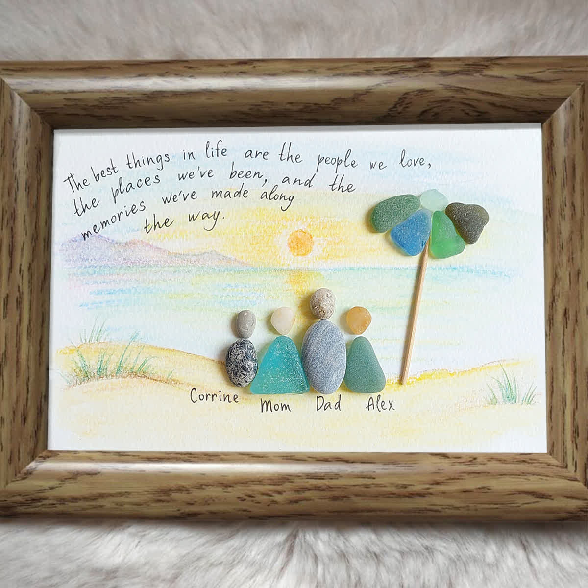 Custom Name Family Portrait Sea Glass Framed Art - image 6
