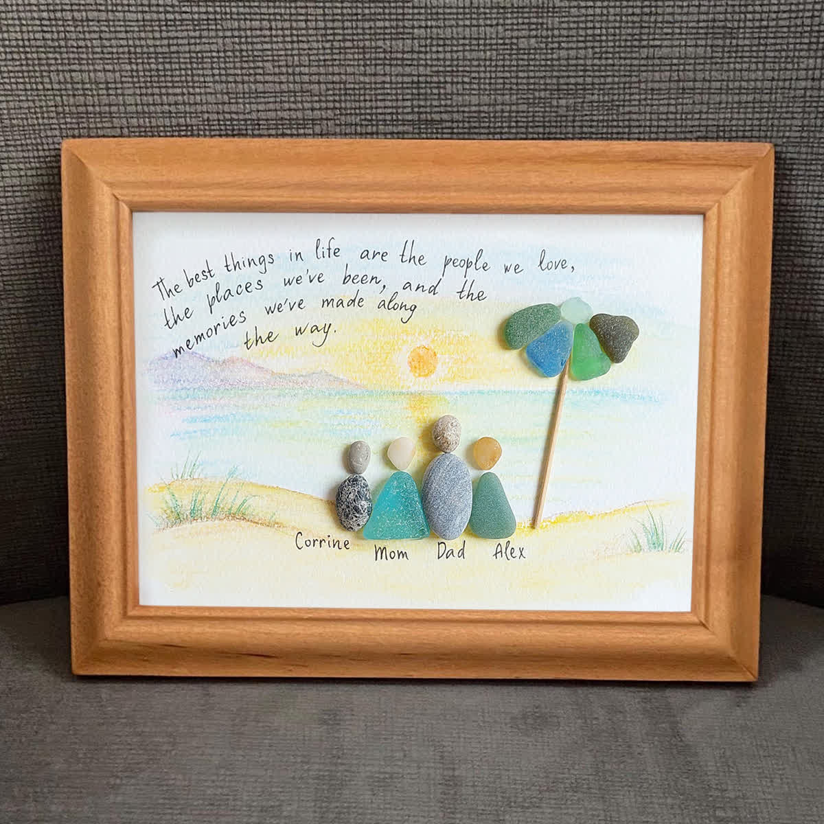 Custom Name Family Portrait Sea Glass Framed Art - image 4