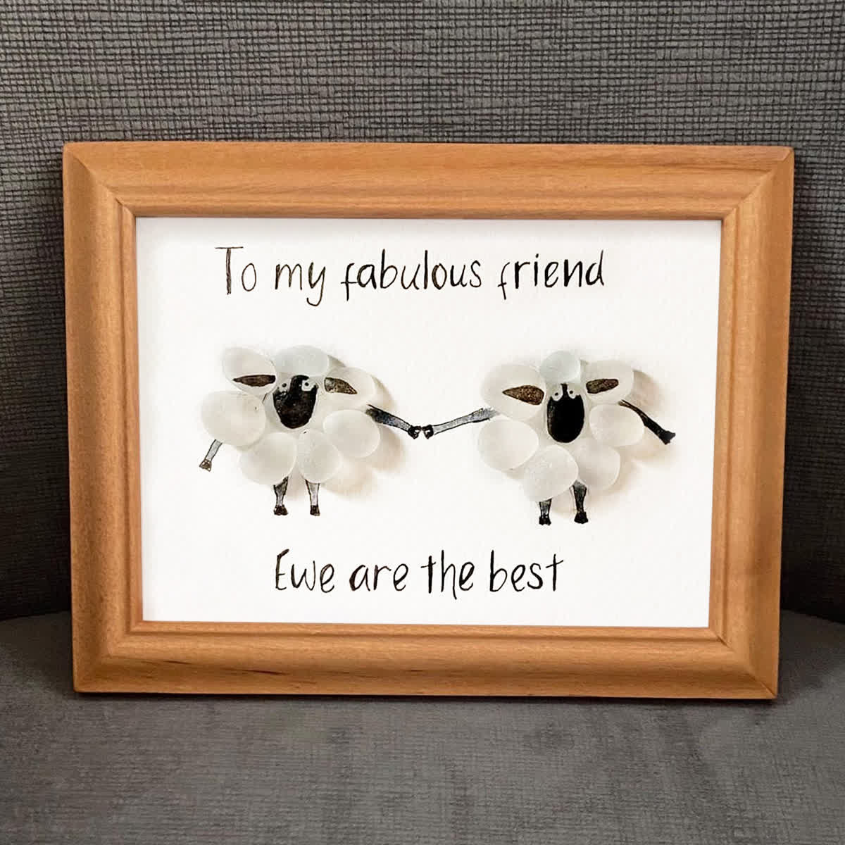 "To My Fabulous Friend" Cute Sheep Sea Glass Framed Art - image 6