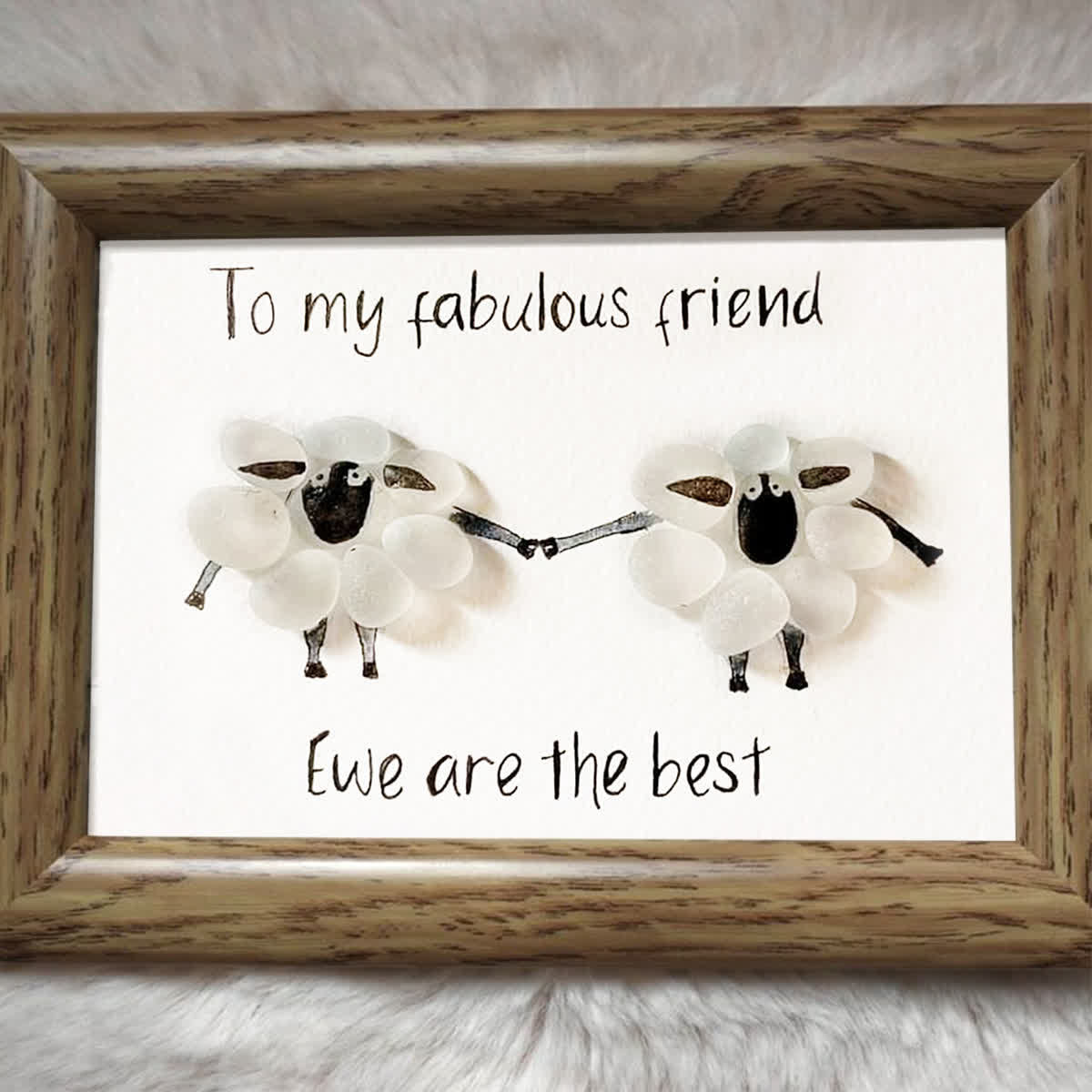 "To My Fabulous Friend" Cute Sheep Sea Glass Framed Art - image 5