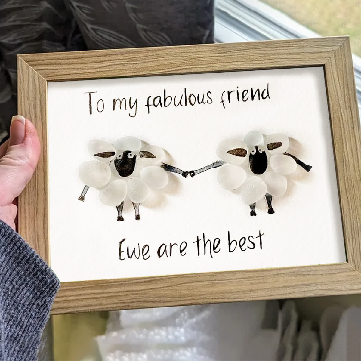 "To My Fabulous Friend" Cute Sheep Sea Glass Framed Art - image 4