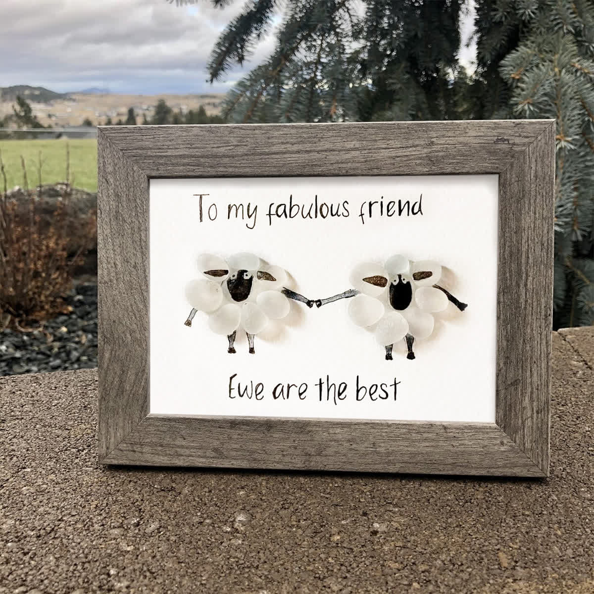 "To My Fabulous Friend" Cute Sheep Sea Glass Framed Art - image 3