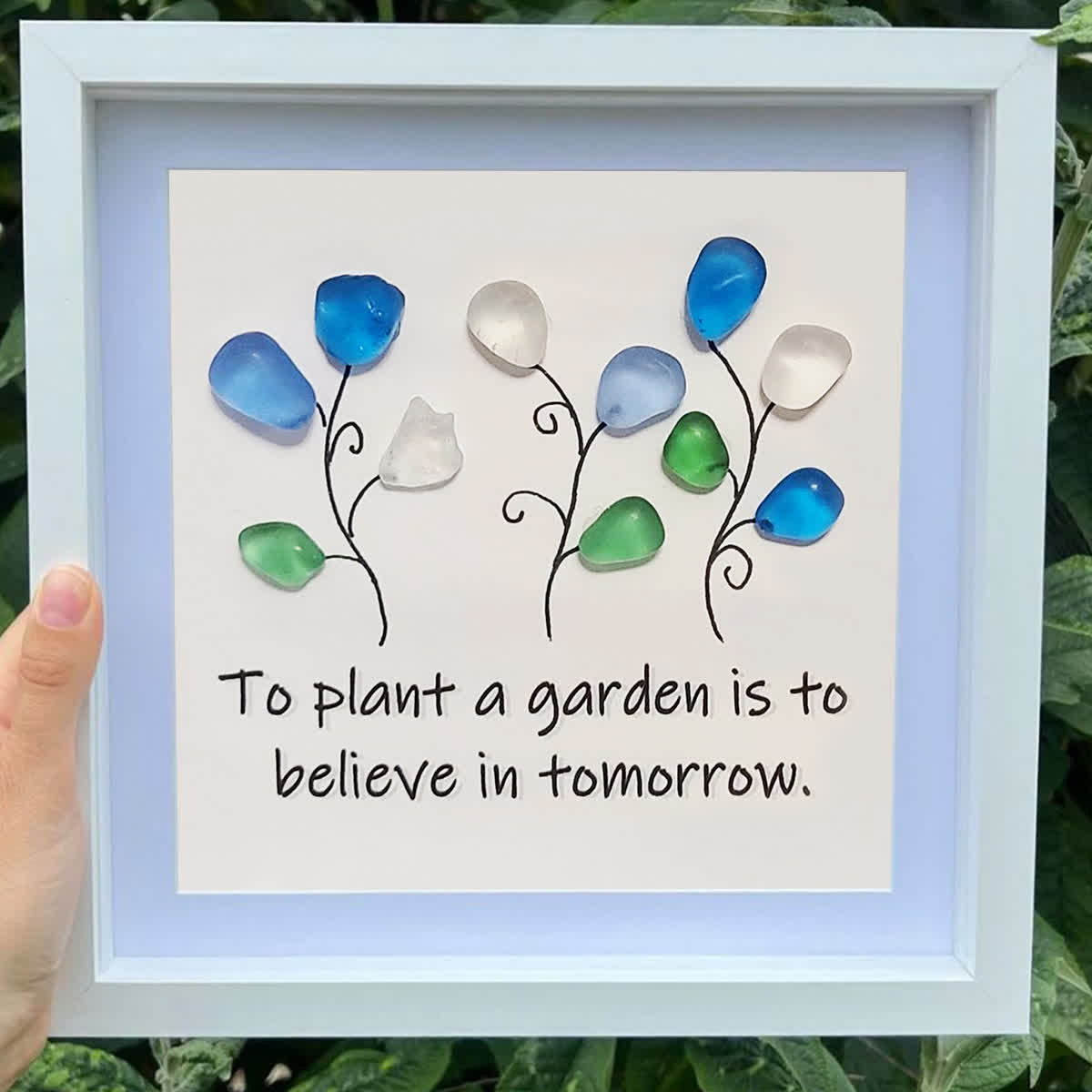 Garden Flower Inspirational Quote Sea Glass Framed Art - image 4