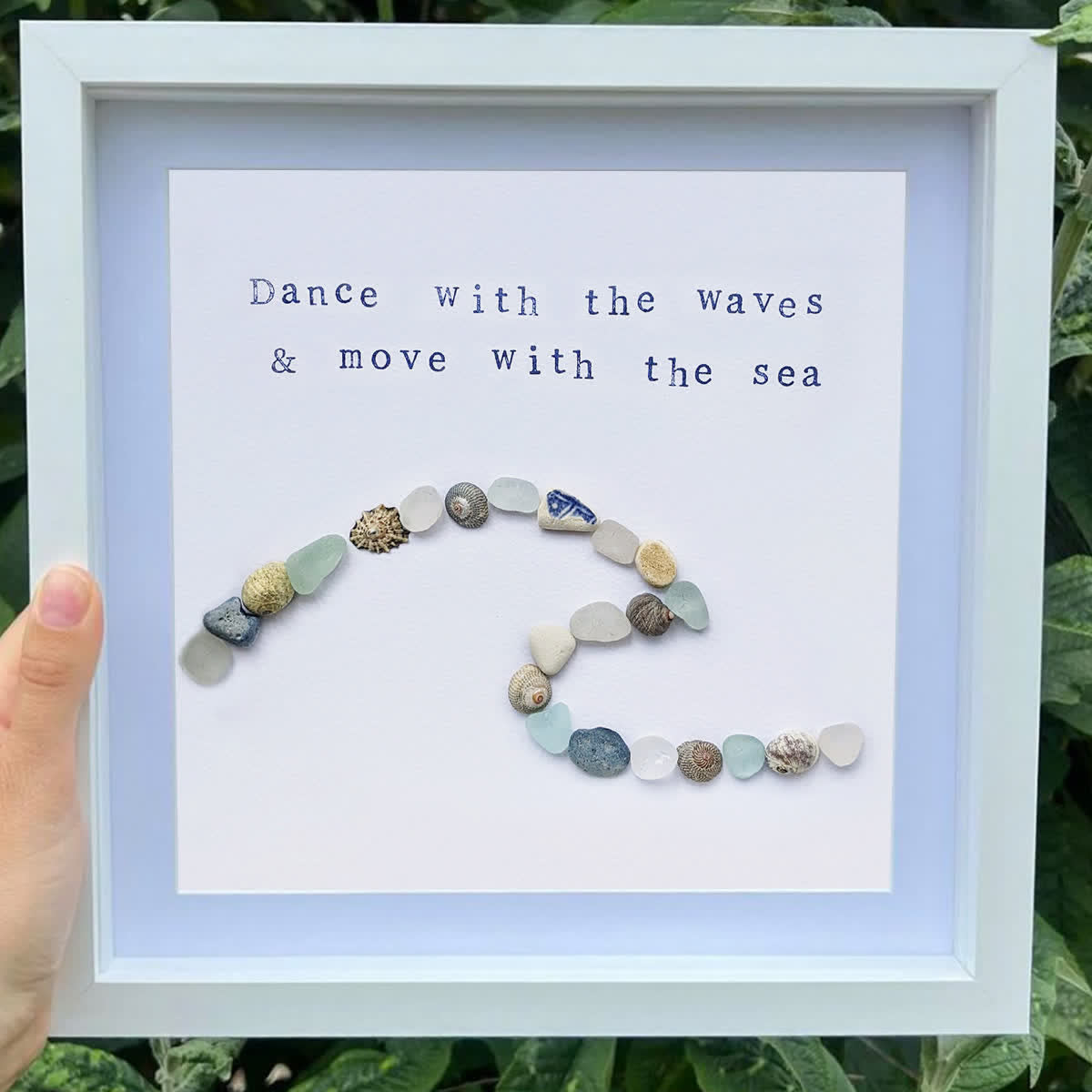 Coastal Wave Inspirational Quote Sea Glass Framed Art - image 0