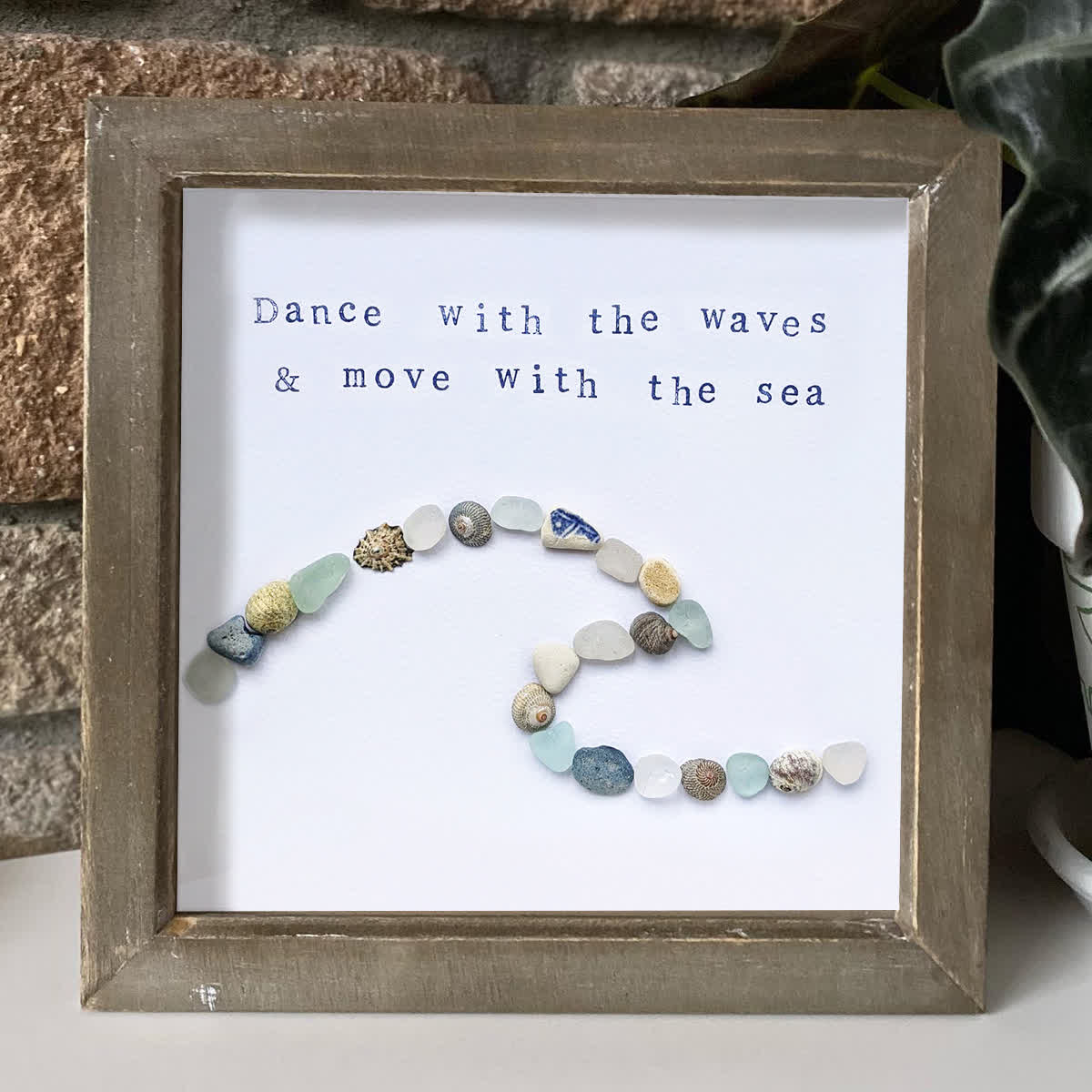 Coastal Wave Inspirational Quote Sea Glass Framed Art - image 2